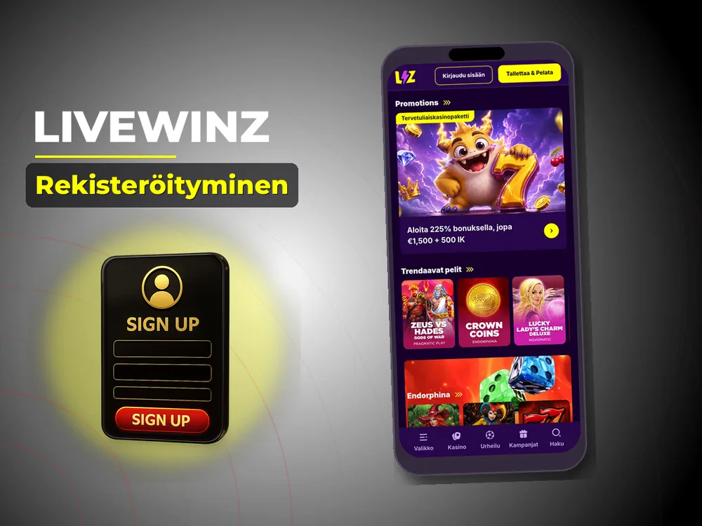 Livewinz - Rekisteröityminen